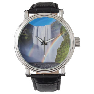 Wasserfall und Regenbogen Armbanduhr