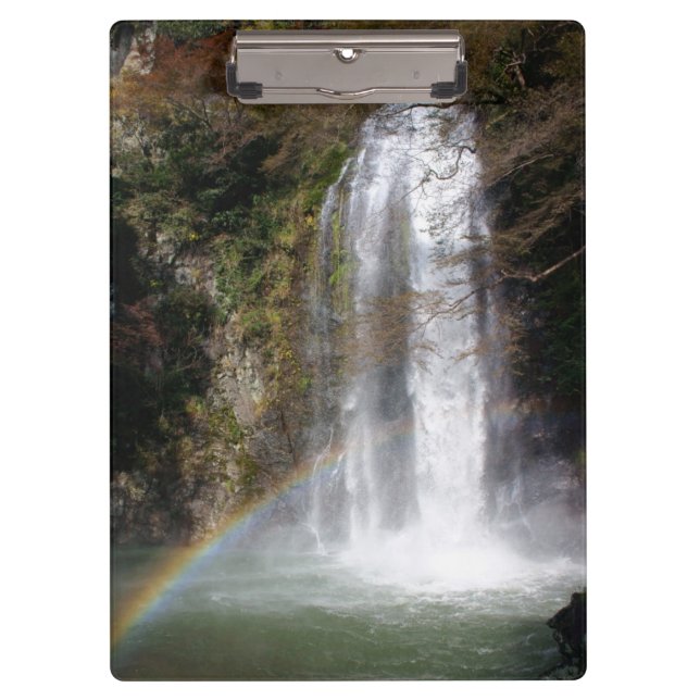 Wasserfall und Regenbogen Klemmbrett (Vorderseite)
