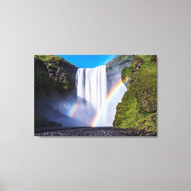 Wasserfall und Regenbogen Leinwanddruck (Vorderseite)