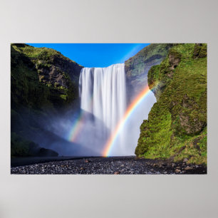 Wasserfall und Regenbogen Poster