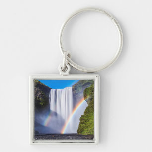 Wasserfall und Regenbogen Schlüsselanhänger