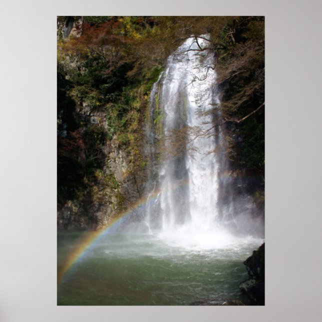 Wasserfall- und Regenbogenposter Poster (Vorne)