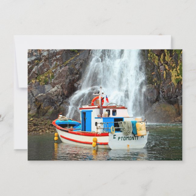 Wasserfall und Schiff Karte (Vorderseite)