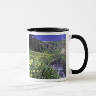 Wasserfall und Wildblumen auf Almwiese, 2 Tasse