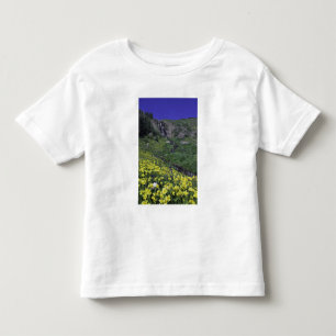 Wasserfall und Wildblumen auf einer Almwiese, Kleinkind T-shirt