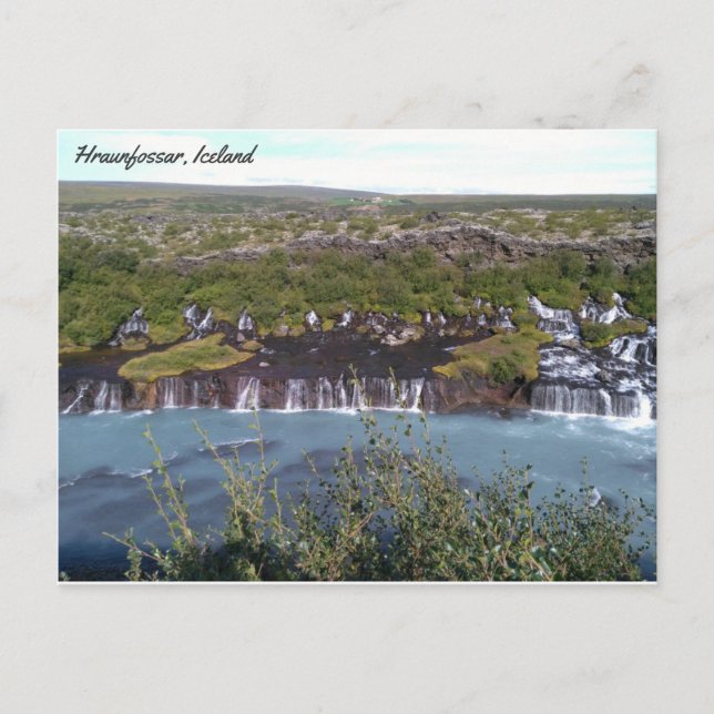 Wasserfall von Hraunfossar in Island Postkarte (Vorderseite)
