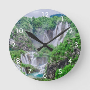 Wasserfall von Plitvicer Seen Runde Wanduhr