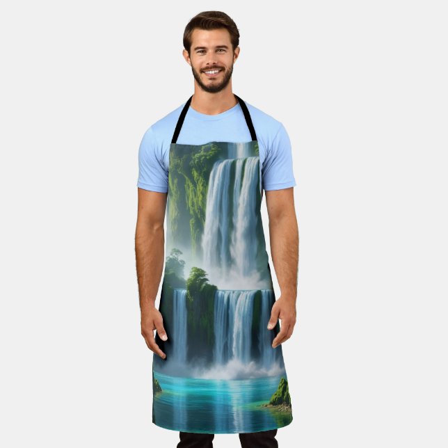 "Wasserfall Whispers - Kochen Sie mit dem Naturpar Schürze (Getragen)