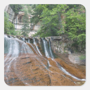 Wasserfall, Zion National Park, Utah, USA Quadratischer Aufkleber