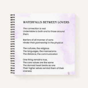 Wasserfall zwischen Liebenden Gedicht aufleben Notizbuch
