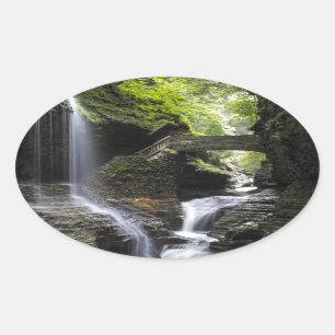 Wasserfälle an Watkins Schlucht, NY Ovaler Aufkleber