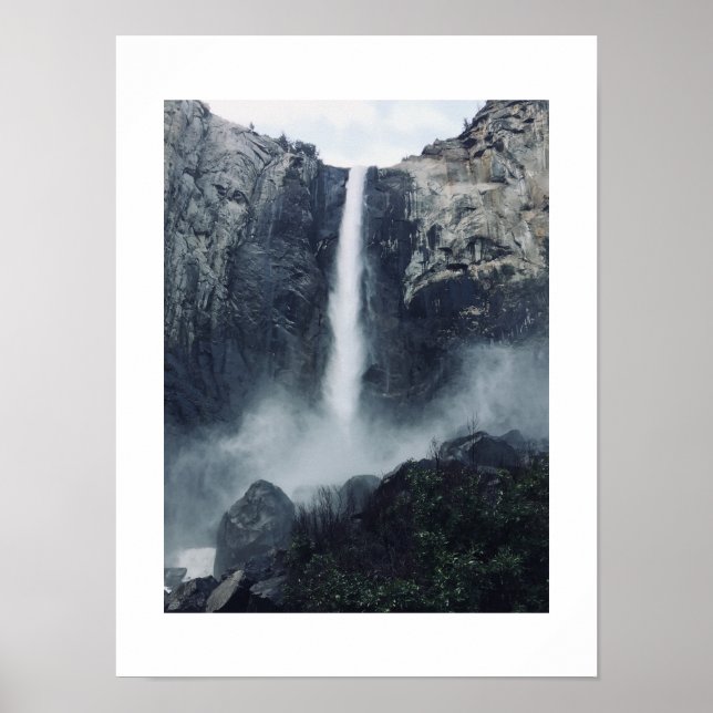 Wasserfälle Bridalveil Yosemite Farbfotografie Poster (Vorne)