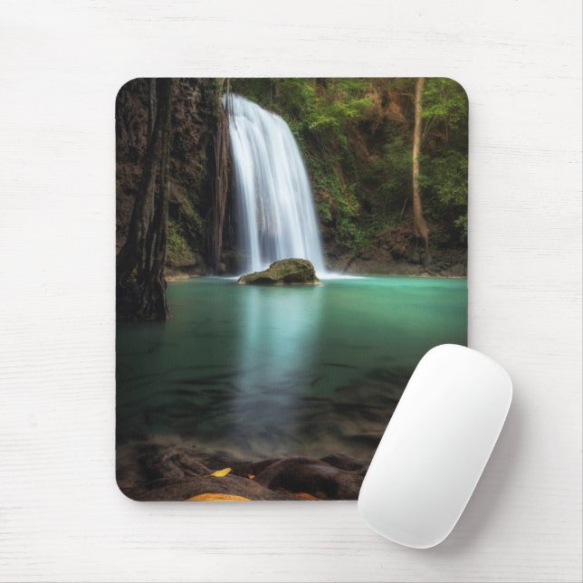 Wasserfälle | Erawan Wasserfall, Thailand Mousepad (Mit Mouse)