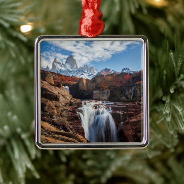 Wasserfälle | Fitz Roy Mountain, Argentinien Ornament Aus Metall (Baum)
