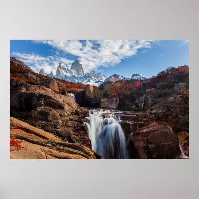 Wasserfälle | Fitz Roy Mountain, Argentinien Poster (Vorne)