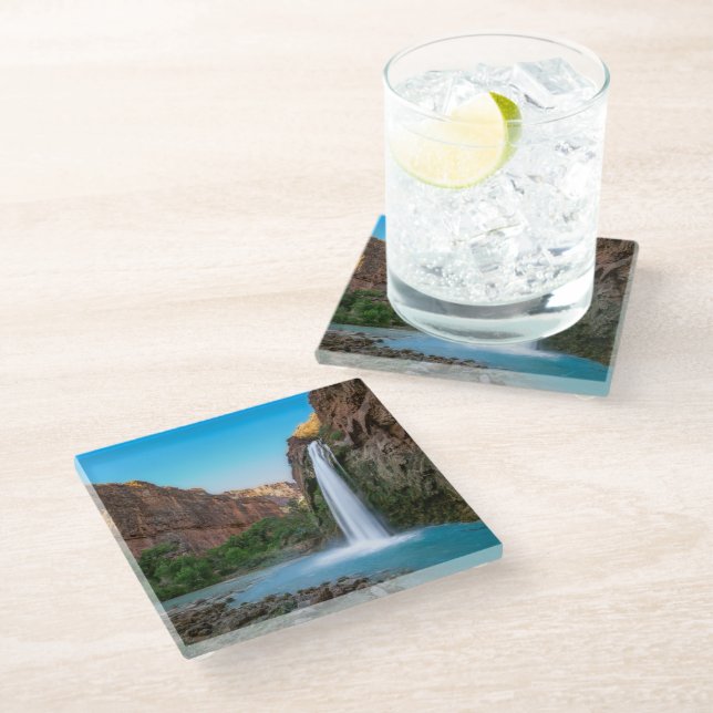 Wasserfälle | Havasu-Fälle bei Sunset Glasuntersetzer (Schrägansicht)