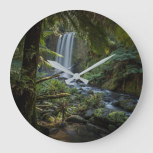 Wasserfälle   Hopetoun Falls, Neuseeland Große Wanduhr