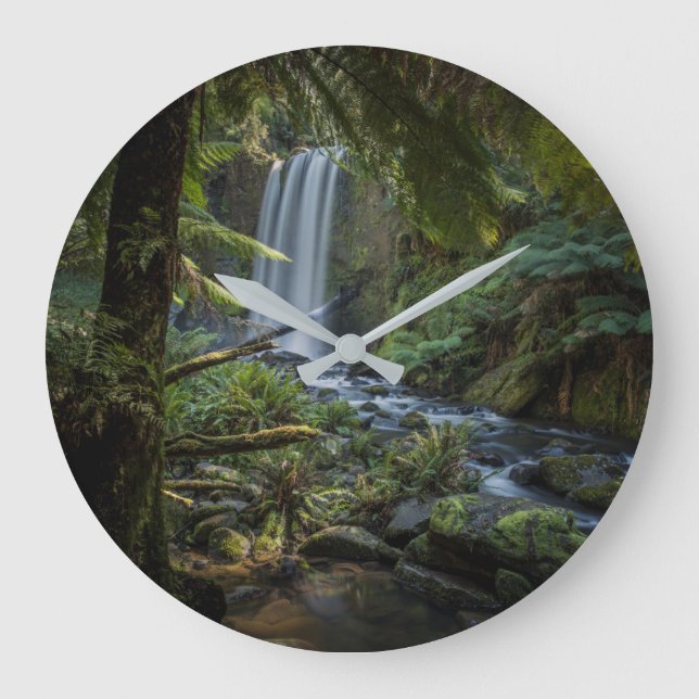 Wasserfälle | Hopetoun Falls, Neuseeland Große Wanduhr (Vorderseite)