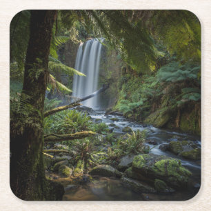 Wasserfälle   Hopetoun Falls, Neuseeland Rechteckiger Pappuntersetzer