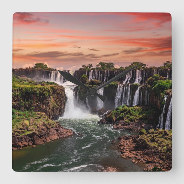 Wasserfälle | Iguacu-Nationalpark Quadratische Wanduhr (Vorderseite)