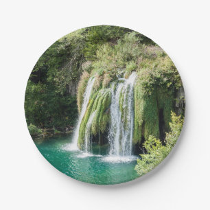 Wasserfälle im Nationalpark Plitvice - Kroatien Pappteller