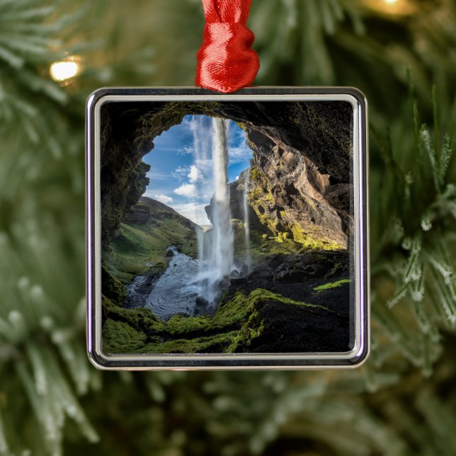 Wasserfälle | Isländischer Wasserfall Ornament Aus Metall (Baum)