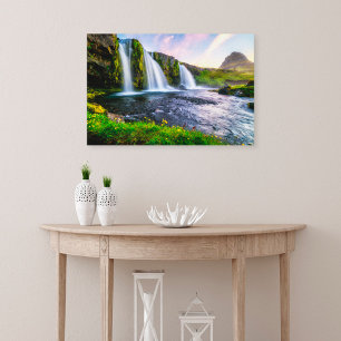 Wasserfälle   Kirkjufellsfoss, Island Leinwanddruck
