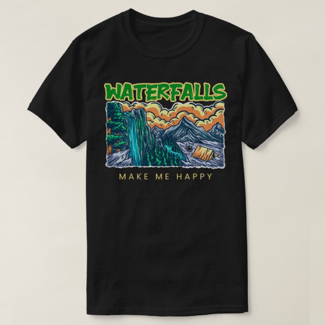 Wasserfälle machen mich glücklich Zelt Camping Was T-Shirt (Design vorne)