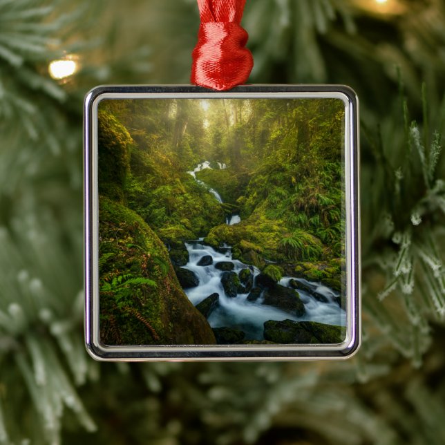 Wasserfälle | Olympic National Park, Washington Ornament Aus Metall (Baum)