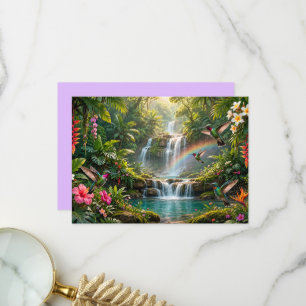 Wasserfälle Regenbogen Kolibris Tropisches Verstec Dankeskarte