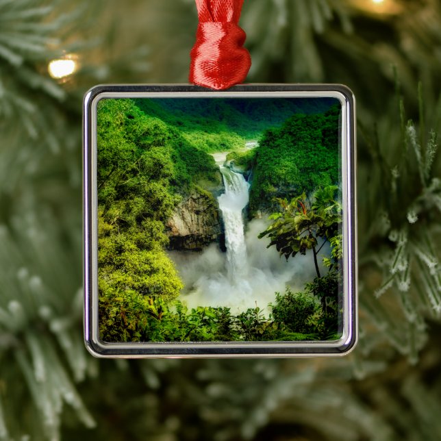 Wasserfälle | San Rafael Falls, Ecuador Ornament Aus Metall (Baum)