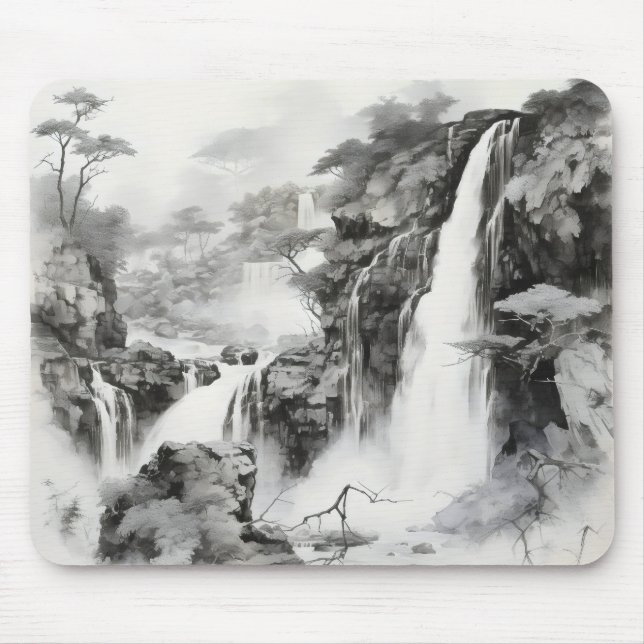 Wasserfälle Tinte Malerei Mousepad (Vorne)