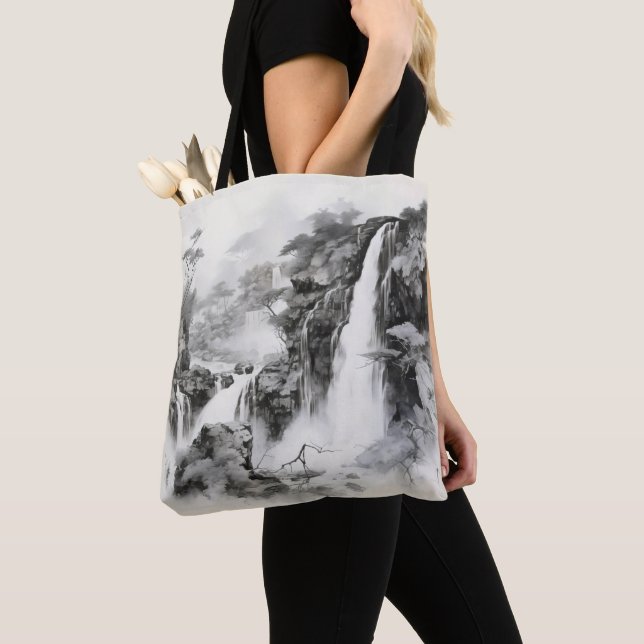 Wasserfälle Tinte Malerei Tasche (Von Nahem)
