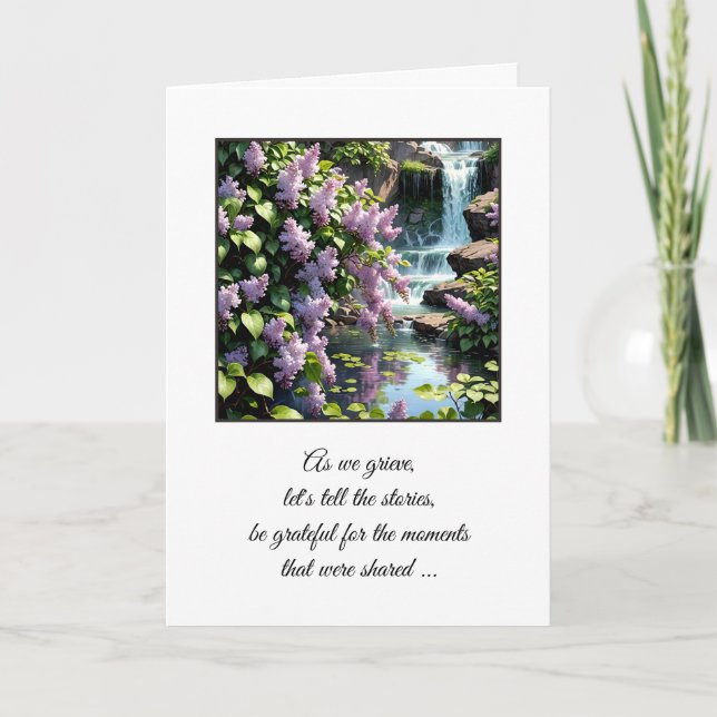 Wasserfälle und Lilacs für Beileid Karte (Vorderseite)