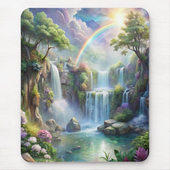 Wasserfälle und Regenbogen Mousepad (Vorne)