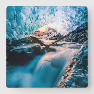 Wasserfälle Vatnajokull Glacier, Ost-Island Quadratische Wanduhr