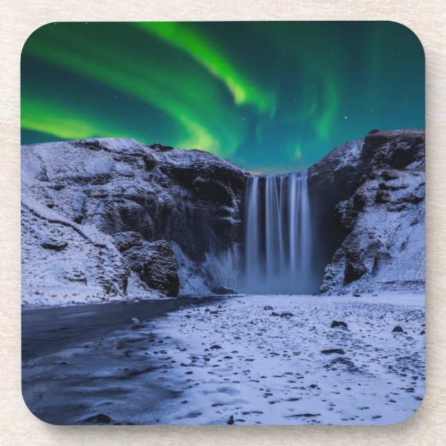 Wasserfälle | Wasserfall Skógafoss Getränkeuntersetzer (Vorderseite)