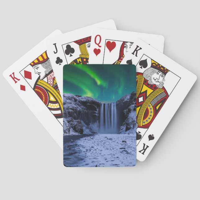 Wasserfälle | Wasserfall Skógafoss Spielkarten (Rückseite)