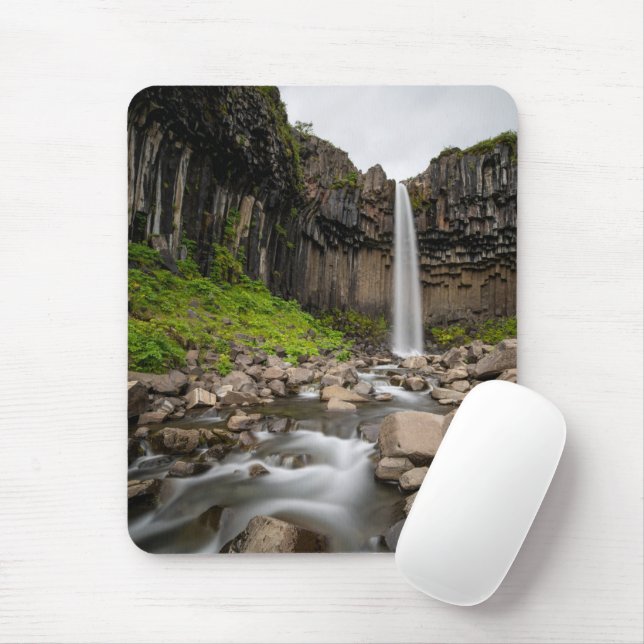 Wasserfälle | Wasserfall Svartifoss, Südisland Mousepad (Mit Mouse)