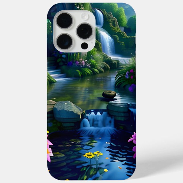 Wasserfallteich mit Blume Case-Mate iPhone Hülle (Rückseite)