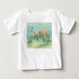 Wasserfarb-Illustration von Mutter- und Baby-Manat Baby T-shirt
