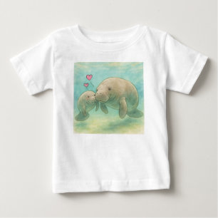 Wasserfarb-Illustration von Mutter- und Baby-Manat Baby T-shirt