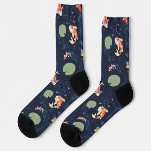 Wasserfarb-Koi-Fischteich nahtloses Muster Socken