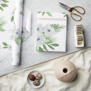 Wasserfarbanemon und Fichtenmuster Geschenkpapier