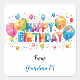 Wasserfarbballons Alles Gute zum Geburtstag Quadratischer Aufkleber