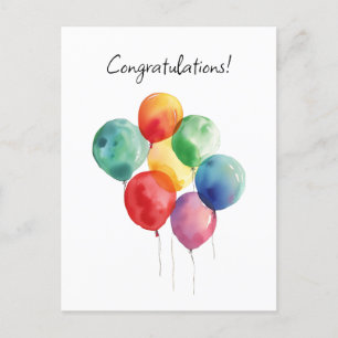 Wasserfarbballons Gratulation Minimalistisch Postkarte