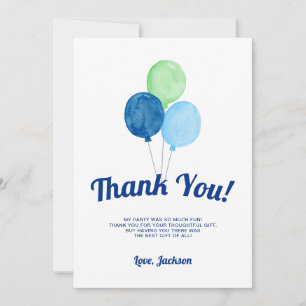 Wasserfarbballons Junge Geburtstag Dankeskarte