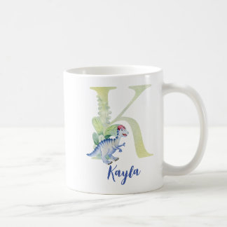 Wasserfarbbuchstabe K mit Dinosaurier Kaffeetasse