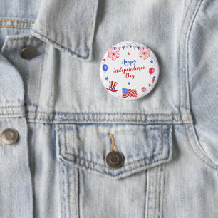 Wasserfarbe 4. Juli Party zum Unabhängigkeitstag Button