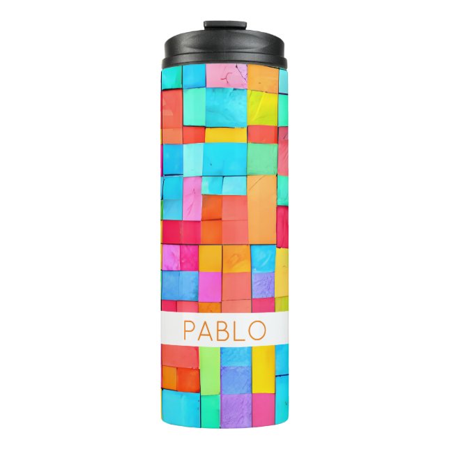 Wasserfarbe Abstrakt Art NAME Farbige Angesagte Mo Thermosbecher (Vorderseite)